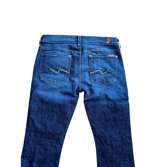 7 For All Mankind Jeans Womens W28 Dark Blue Bootcut Stretch Designer Denim - Picture 11 of 16